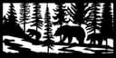 Three Bears in Forest River Scene DXF File for Laser Cutting