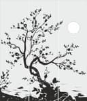 Three-Panel Cherry Blossom Tree Wall Art Laser Cut Vector
