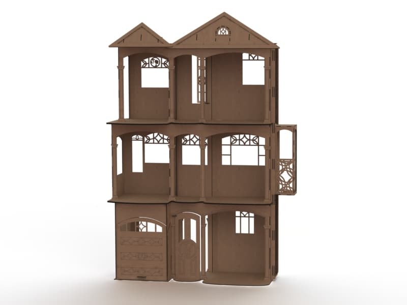 Three-Story Dollhouse Laser Cut Project Vector File