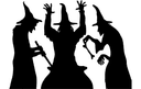 Three Witches Around Cauldron Halloween Silhouette DXF Vector