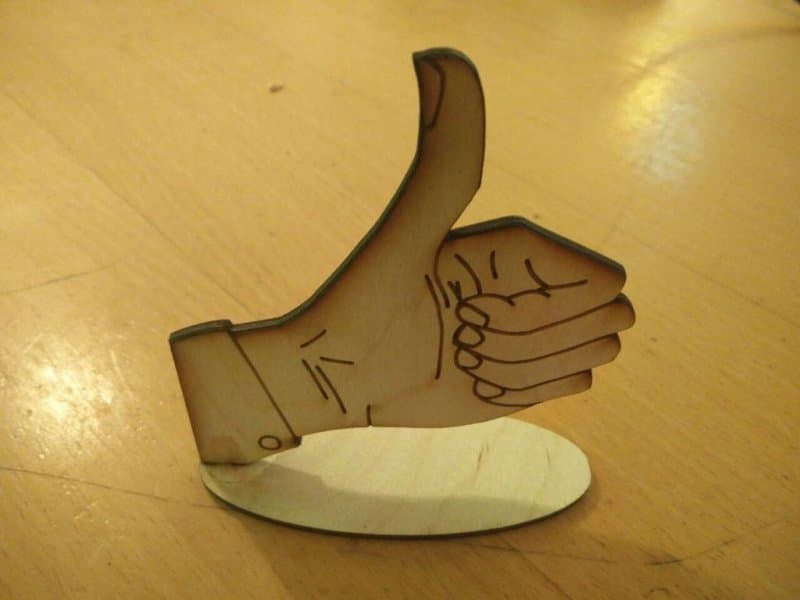 Thumbs Up Hand Gesture Laser Cut File with Stand SVG