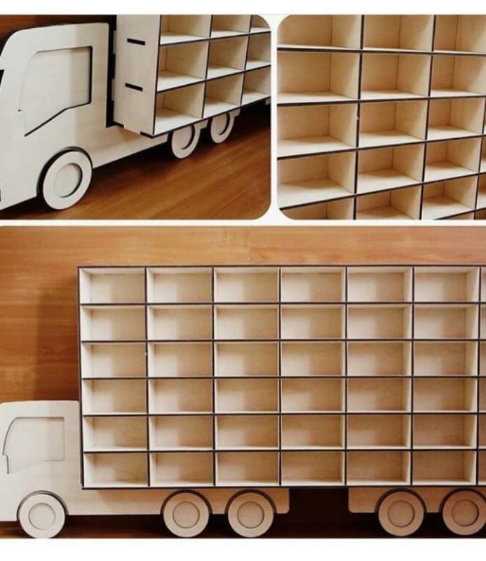 Toy Truck Wall Shelf Vector Design for Laser Cutting