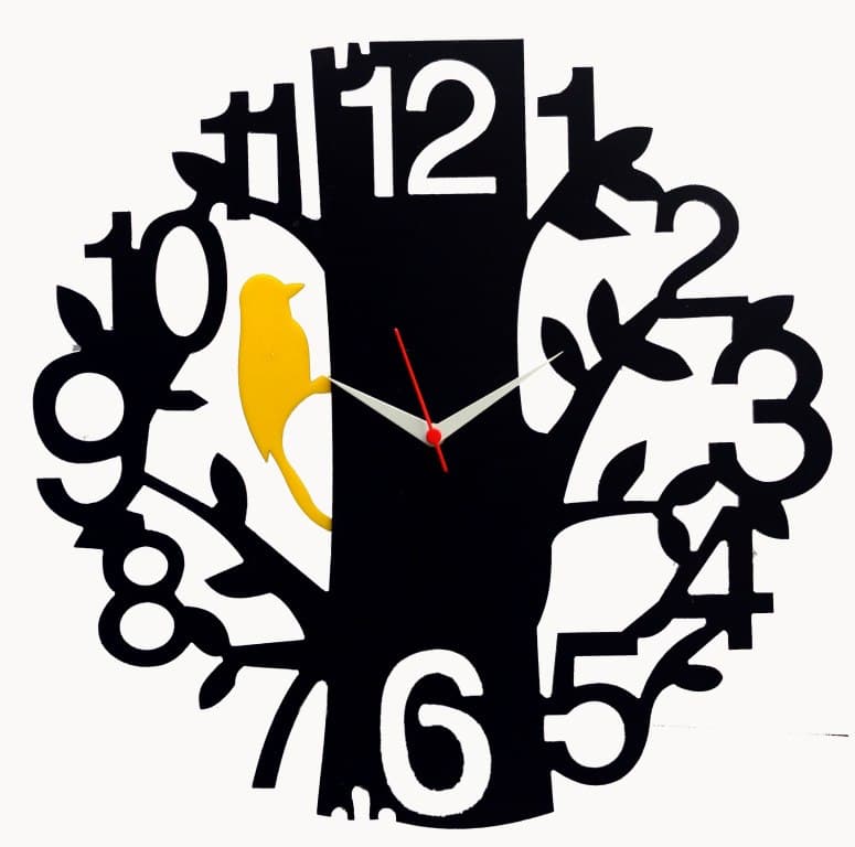 Tree and Bird Wall Clock Vector Design for Laser Cutting