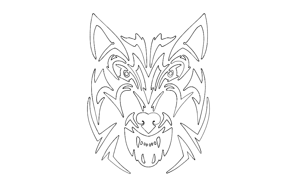 Tribal Wolf Head Vector Design for Laser Cutting DXF