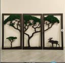 Triptych Tree and Moose Wall Art Vector File for Laser Cutting