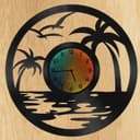 Tropical Beach Scene Wall Clock Vector for Laser Cutting