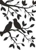 Two Birds on a Branch Silhouette Vector File for Laser Cutting