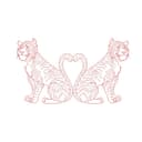 Two Tigers with Heart Tails Vector Design DXF File