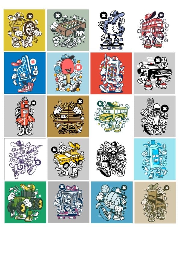Urban Street Style Character Sticker Pack Vector Set