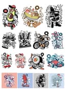 Urban Streetwear Mascot Sticker Bundle Vector Set