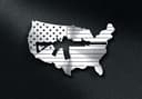 USA Map with Rifle Silhouette Vector DXF File