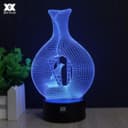 Vase with Bird 3D Illusion Night Lamp Vector Design