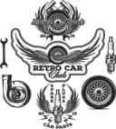 Vintage Auto Repair Club Vector Emblems for Laser Cutting