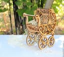 Vintage Baby Carriage 3D Laser Cut Wood Model Vector File