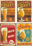 Vintage Beer Menu Posters Vector Set for Laser Cutting