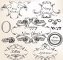 Vintage Christmas and New Year Decorative Frames Vector Set