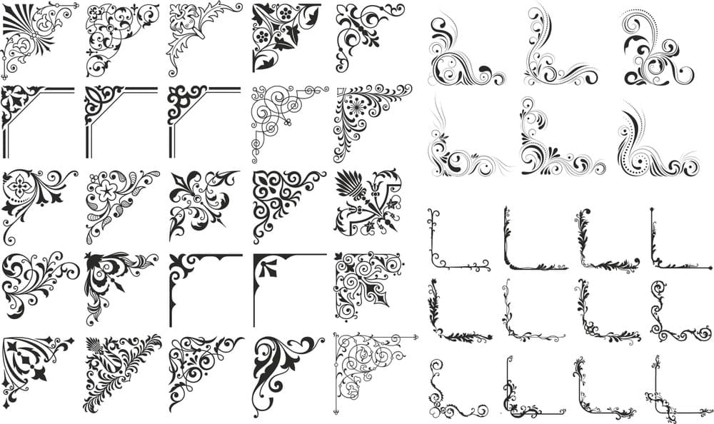 Vintage Ornamental Corner Vector Collection for Laser Cutting