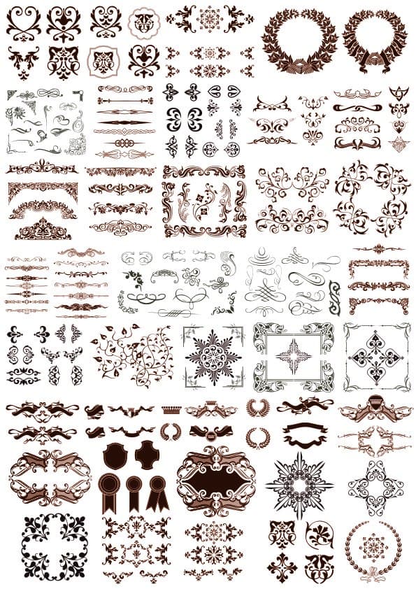 Vintage Ornate Decorative Elements Vector Collection