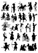 Vintage People Silhouettes Collection Vector Files