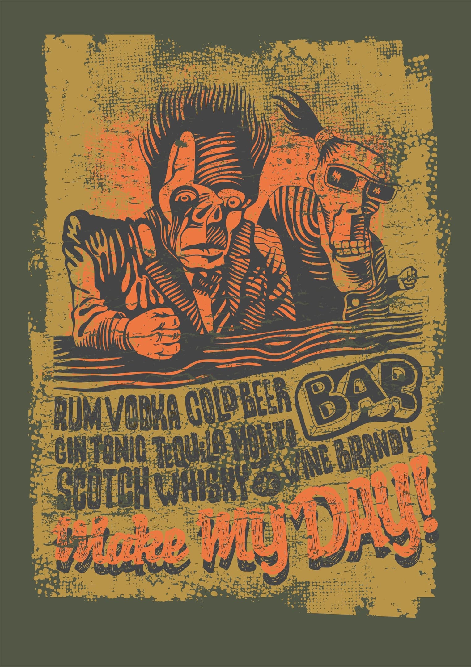 Vintage Punk Zombie Bar Poster Vector Art (CDR File)