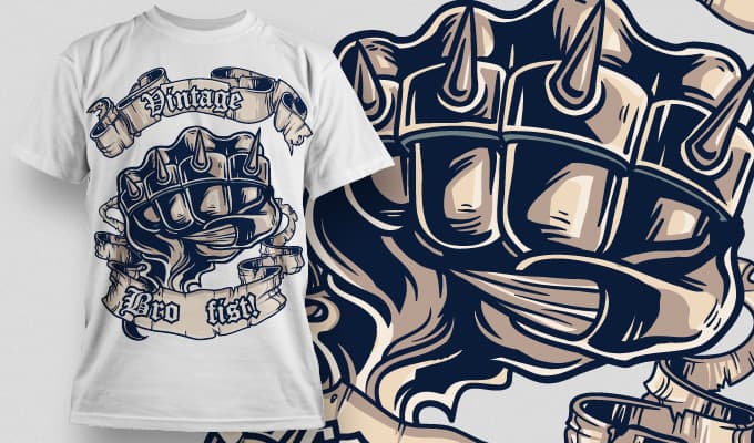 Vintage Spiked Fist T-Shirt Vector Graphic
