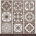 Vintage Square Ornaments Set Laser Cut Vector File