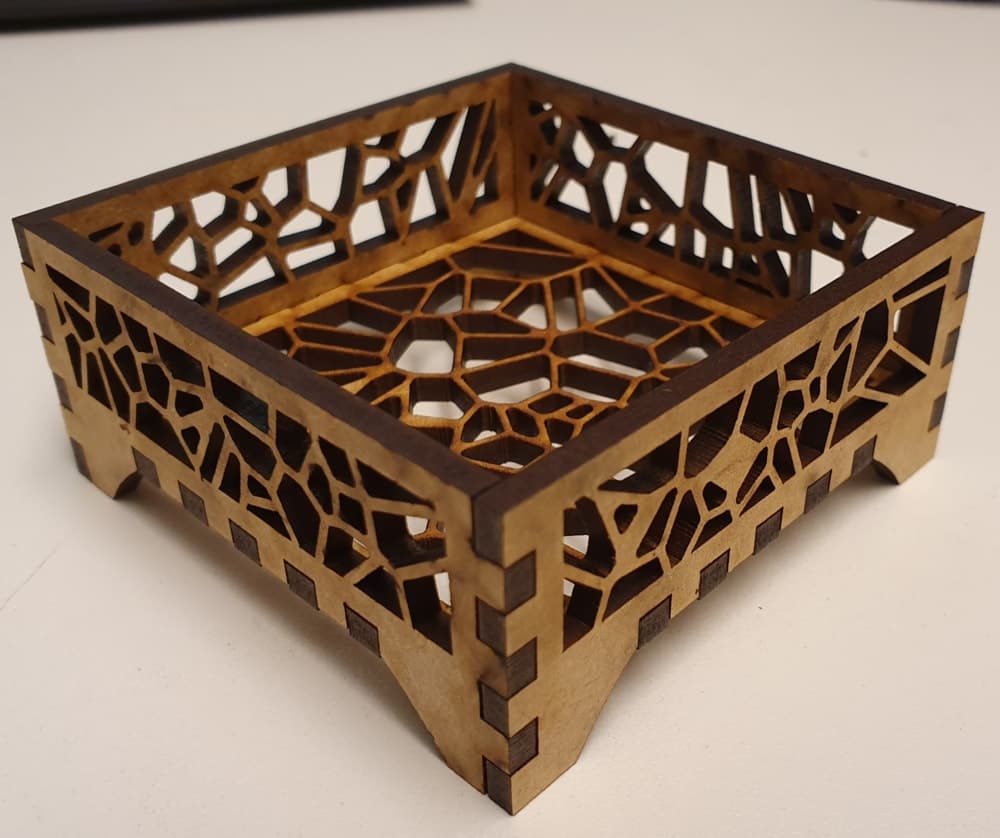 Voronoi Pattern Geometric Storage Box Laser Cut Vector File