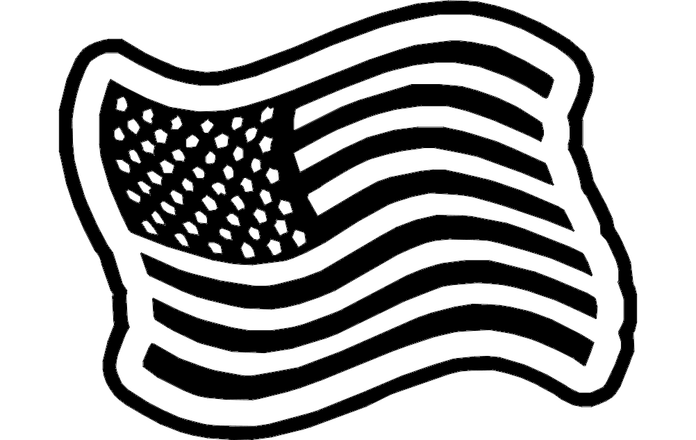 Waving USA American Flag Vector Design DXF File