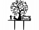 Wedding Cake Topper with Tree and Couple Vector DXF File