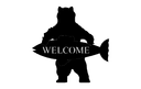Welcome Bear Holding Fish Sign Vector DXF File