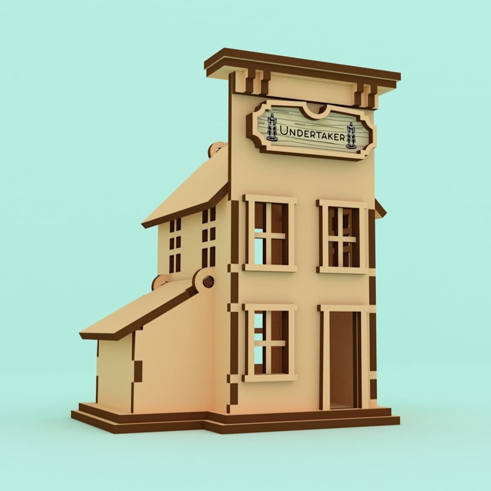 Wild West Undertaker Wooden House 3D Puzzle DXF SVG