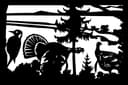 Wildlife Forest Scene with Turkeys and Woodpecker DXF Vector File