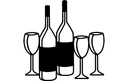 Wine Bottles and Glasses Silhouette Vector Design DXF
