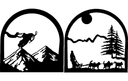 Winter Adventure Mountain Scenes Vector DXF File