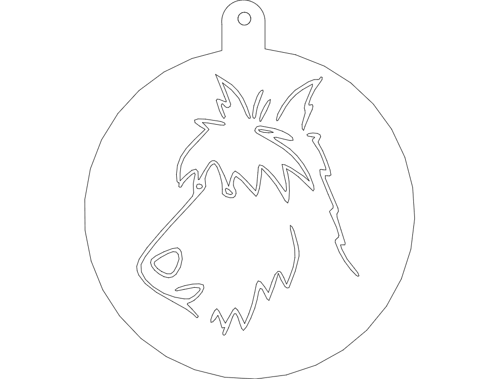Wire Fox Terrier Christmas Ornament Vector Design DXF SVG
