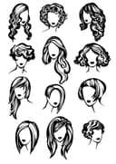 Woman Hairstyle Silhouettes Collection Vector Design
