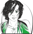 Woman Portrait Line Art Vector Illustration for Laser Cutting