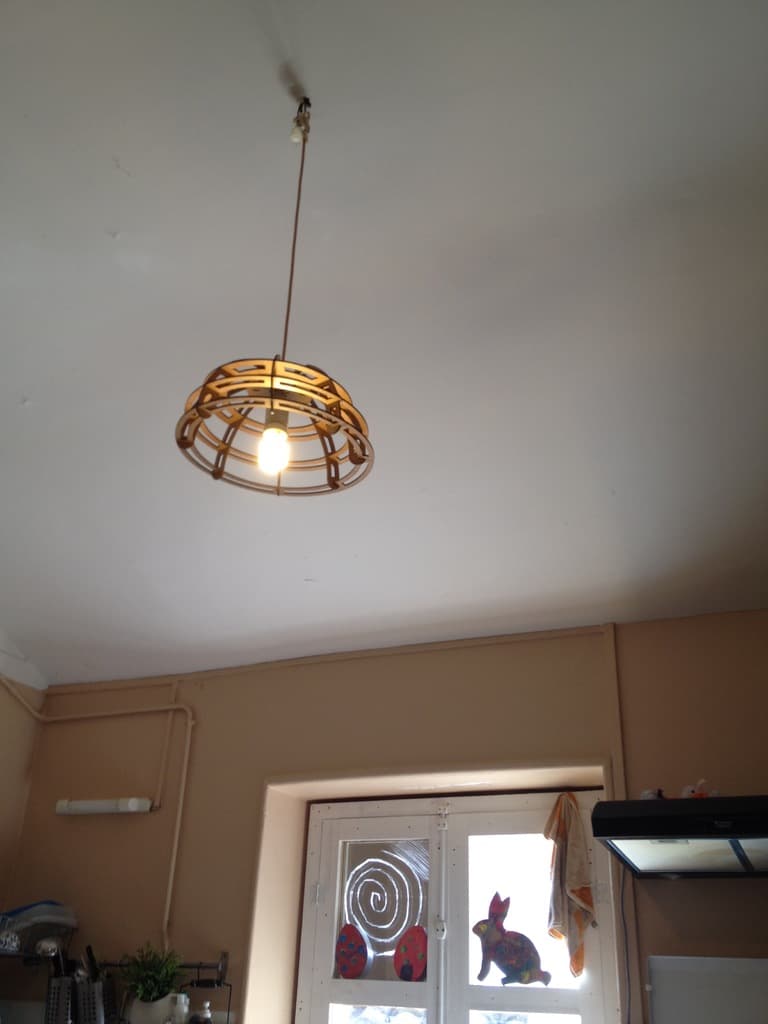 Wooden Hanging Bowl Pendant Lamp DXF Vector Design