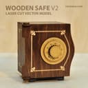 Wooden Safe V2 3D Puzzle Vector File for Laser Cutting