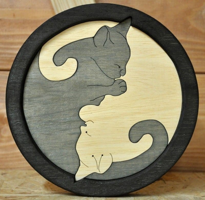 Yin Yang Cat Laser Cut Design Free Vector File