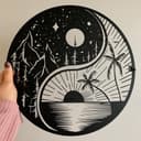 Yin Yang Sun and Moon Landscape Laser Cut Vector File