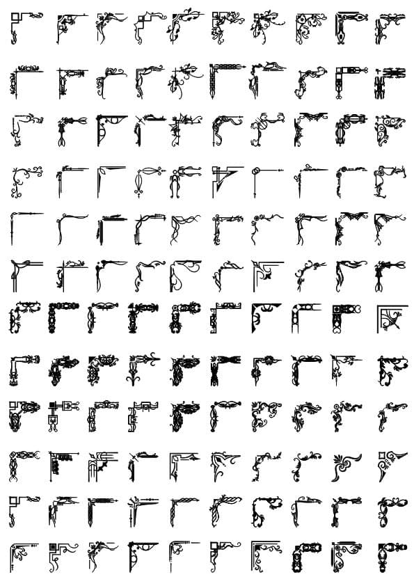 100 Decorative Corner Ornament Vectors for Laser Cutting (DXF/SVG)