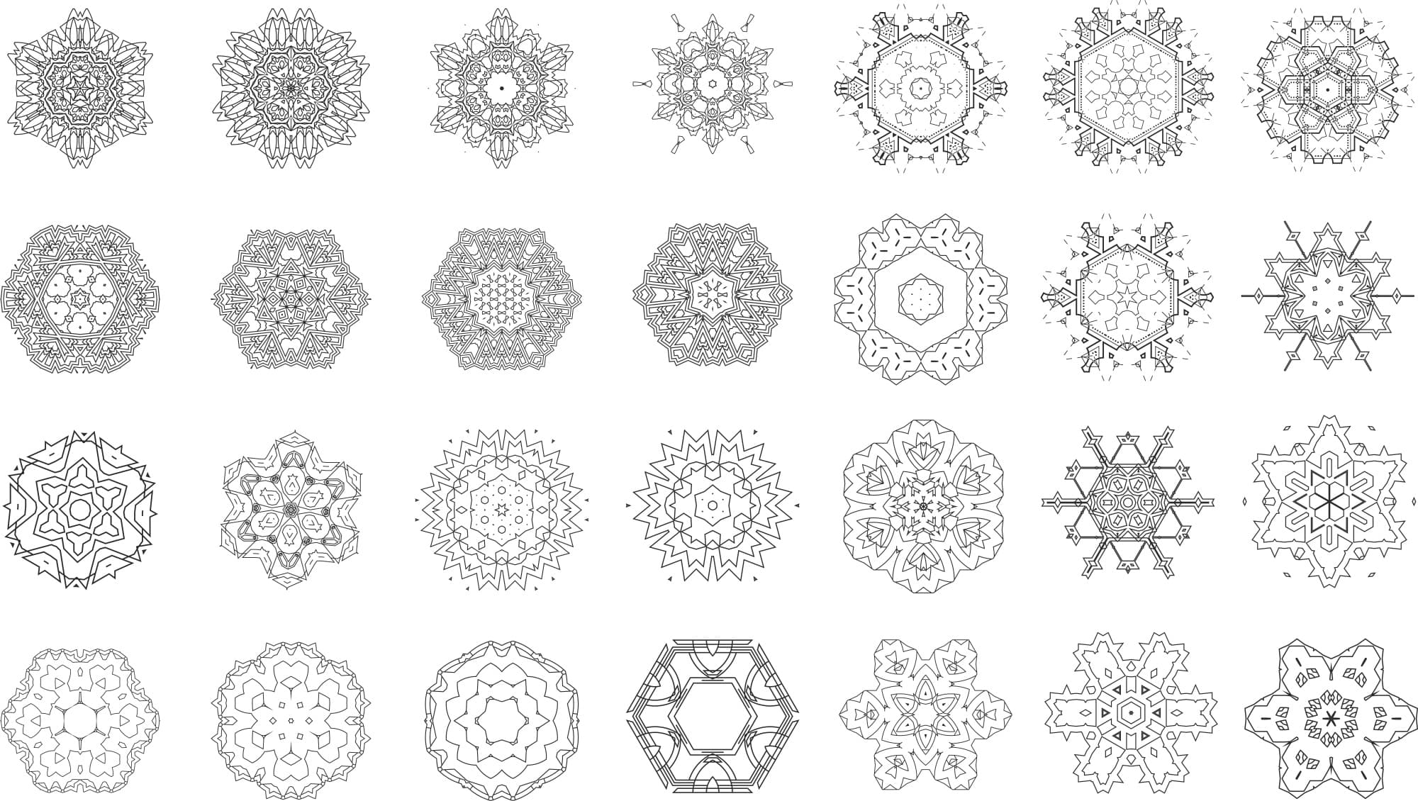 24 Geometric Mandala Vector Set for Laser Cutting SVG