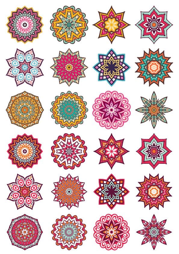 24 Intricate Mandala Decorative Elements Vector Set