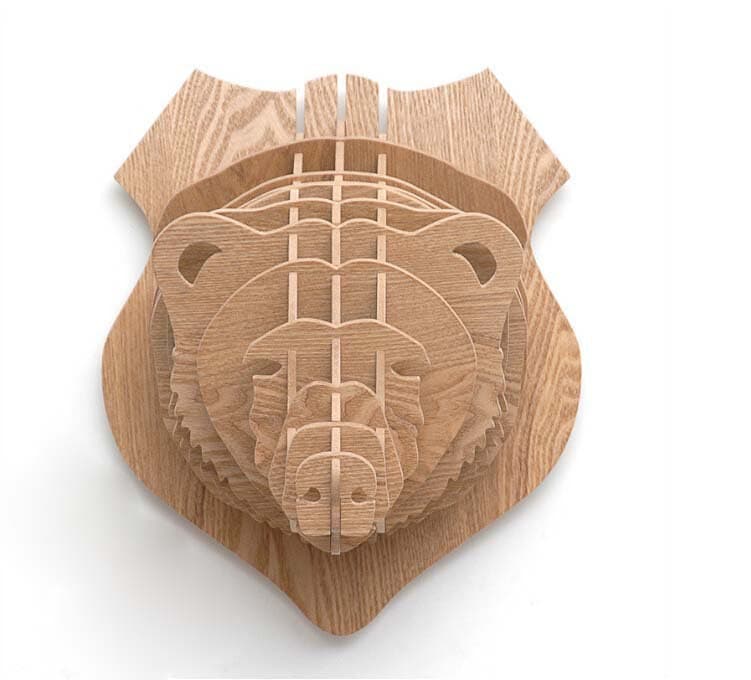 3D Bear Head Wall Trophy Laser Cut Vector Files