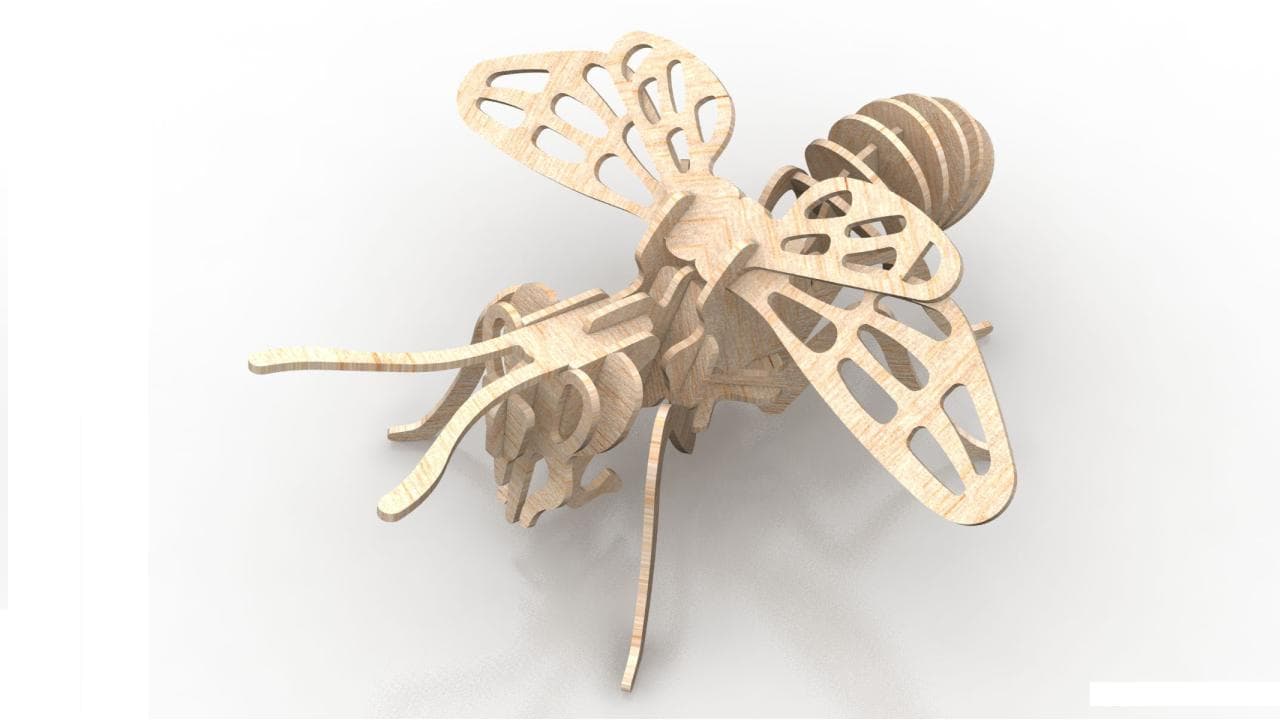3D Bee Insect Wooden Puzzle DXF Laser Cut File