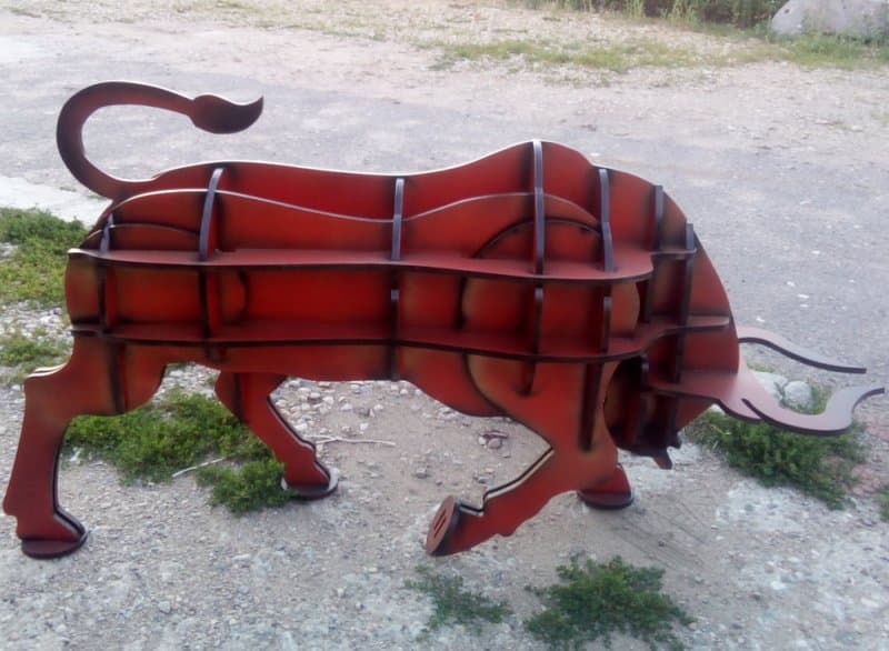 3D Bull Shaped Bookshelf Laser Cut Vector Plan