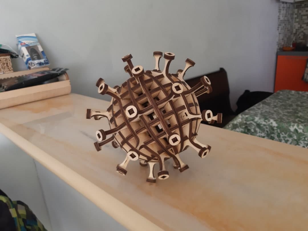 3D Coronavirus Model Laser Cut File - Free DXF Vector