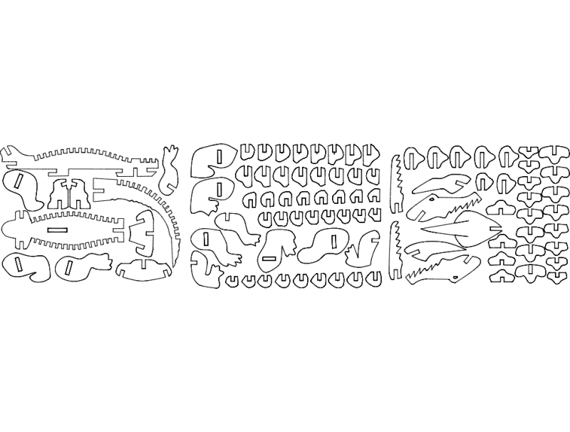 3D Crocodile Wooden Puzzle Laser Cut Vector File (DXF)