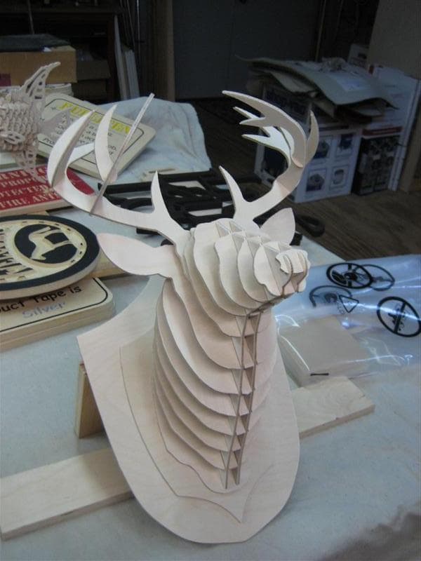 3D Deer Head Wall Mount Laser Cut Vector Plan